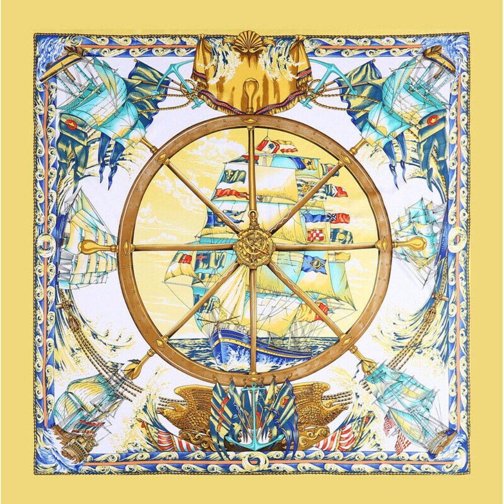 130*130cm Era of ink and wash sailing Women's Scarf 100% silk Scarf #57